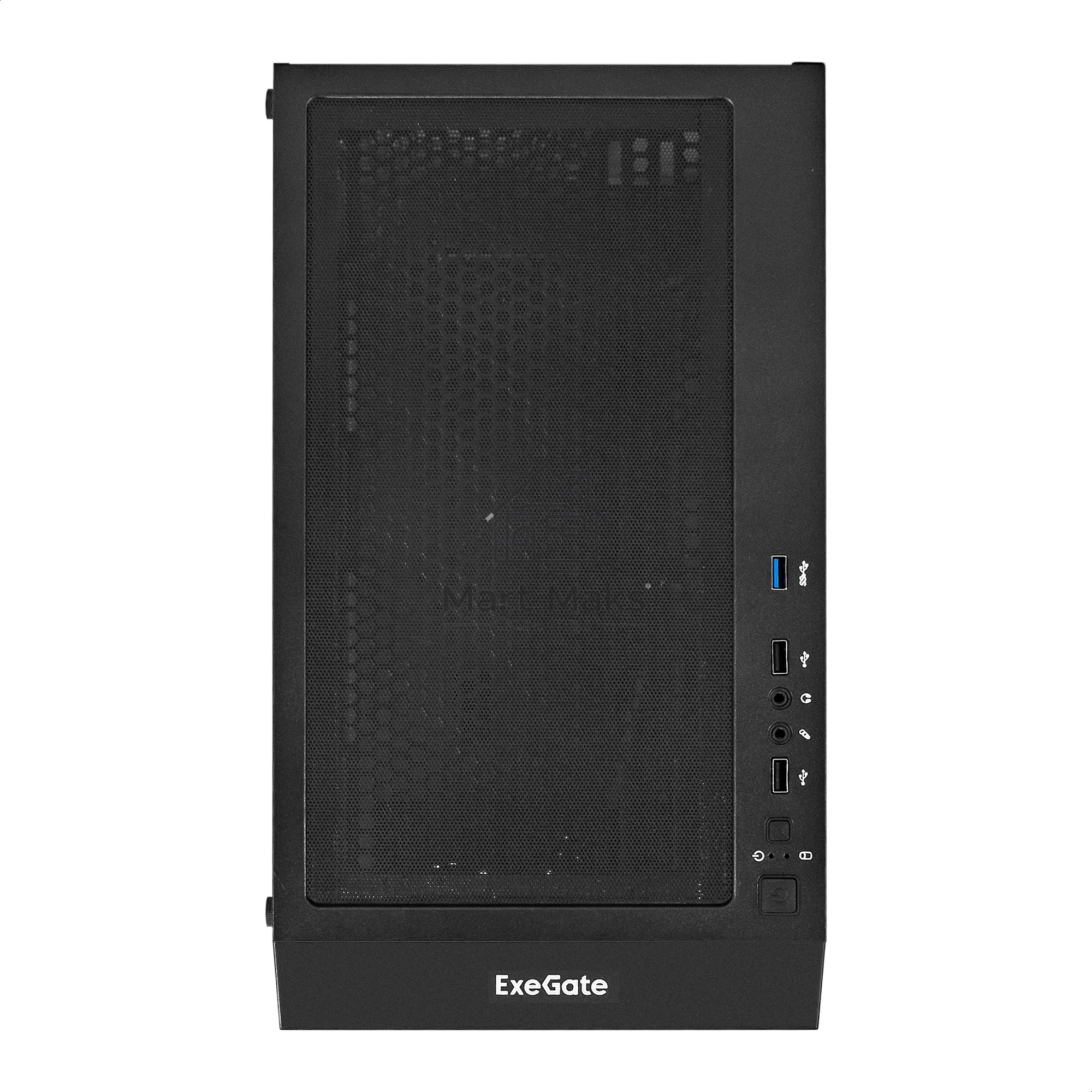 Компьютерный корпус Miditower ExeGate EVO-5001A-EVO800 (ATX, БП EVO800RGB с вент. 12 см, 2*USB+1*USB3.0+HD Audio, черный, 3 вент.12см с RGB подсветкой, боковая панель - закаленное стекло)