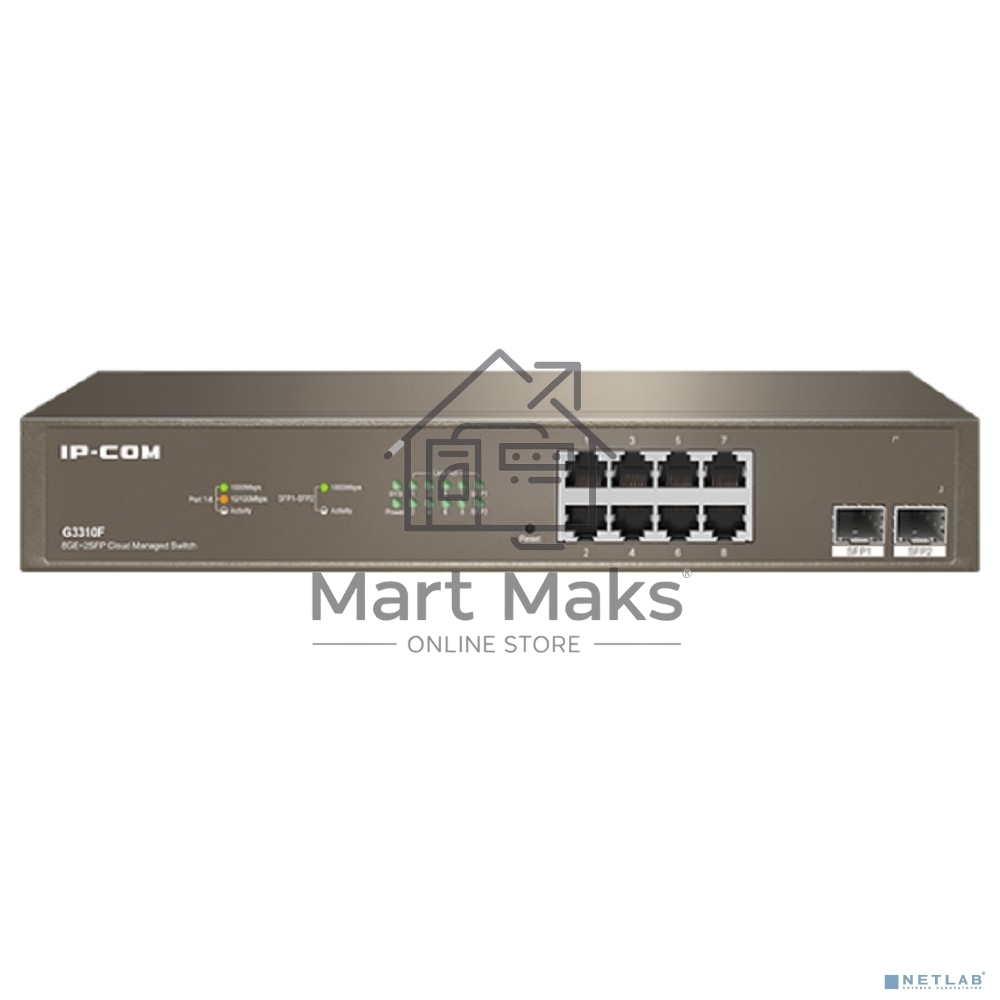 Коммутатор управляемый IP-COM G3310F, настенный, 1000 Мбит/сек, 8 port, SFPx2