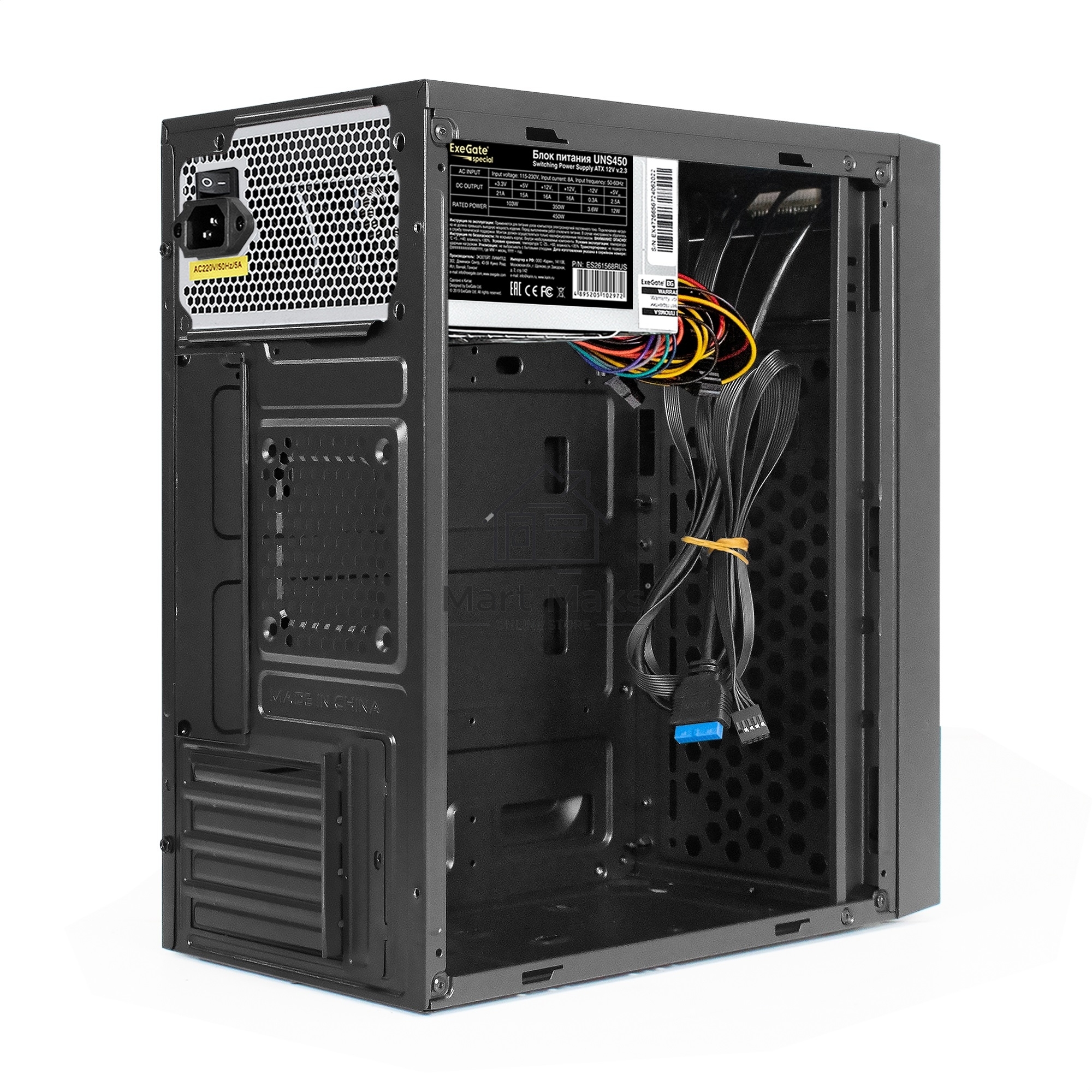 Компьютерный корпус Minitower ExeGate BAA-113U-UNS450 (mATX, БП UNS450 с вент. 12см, 2*USB+1*USB3.0, аудио, черный)