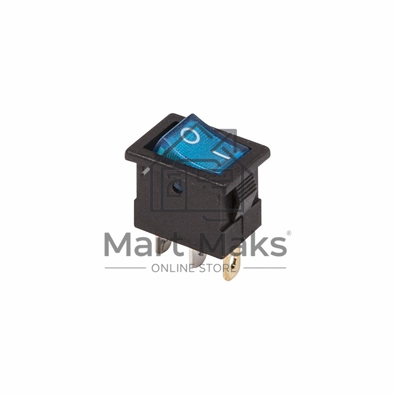 Выключатель клавишный Rexant 12V 15А (3с) ON-OFF синий с подсветкой Mini