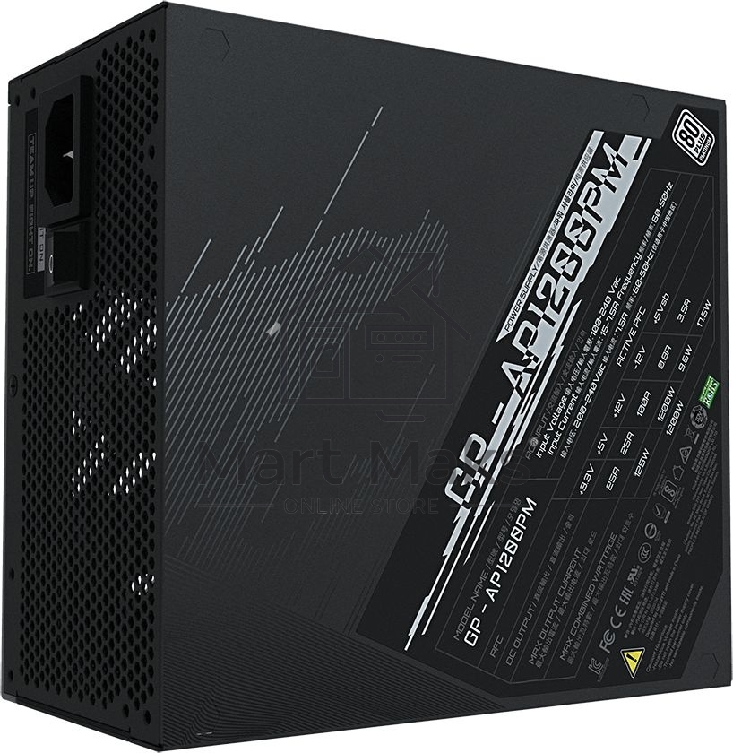 Блок питания Gigabyte GP-AP1200PM, 1200Вт, 80 PLUS Platinum, 140мм, модульный, черный
