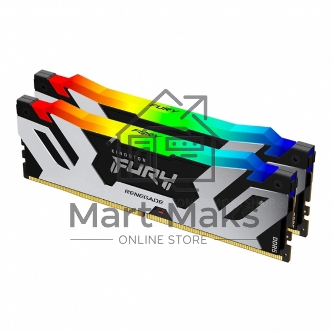 Оперативная память Kingston Fury Renegade, DDR5, 32GB (2x16GB), 6800MHz, CL36, DIMM, с радиатором, RGB, серебристый
