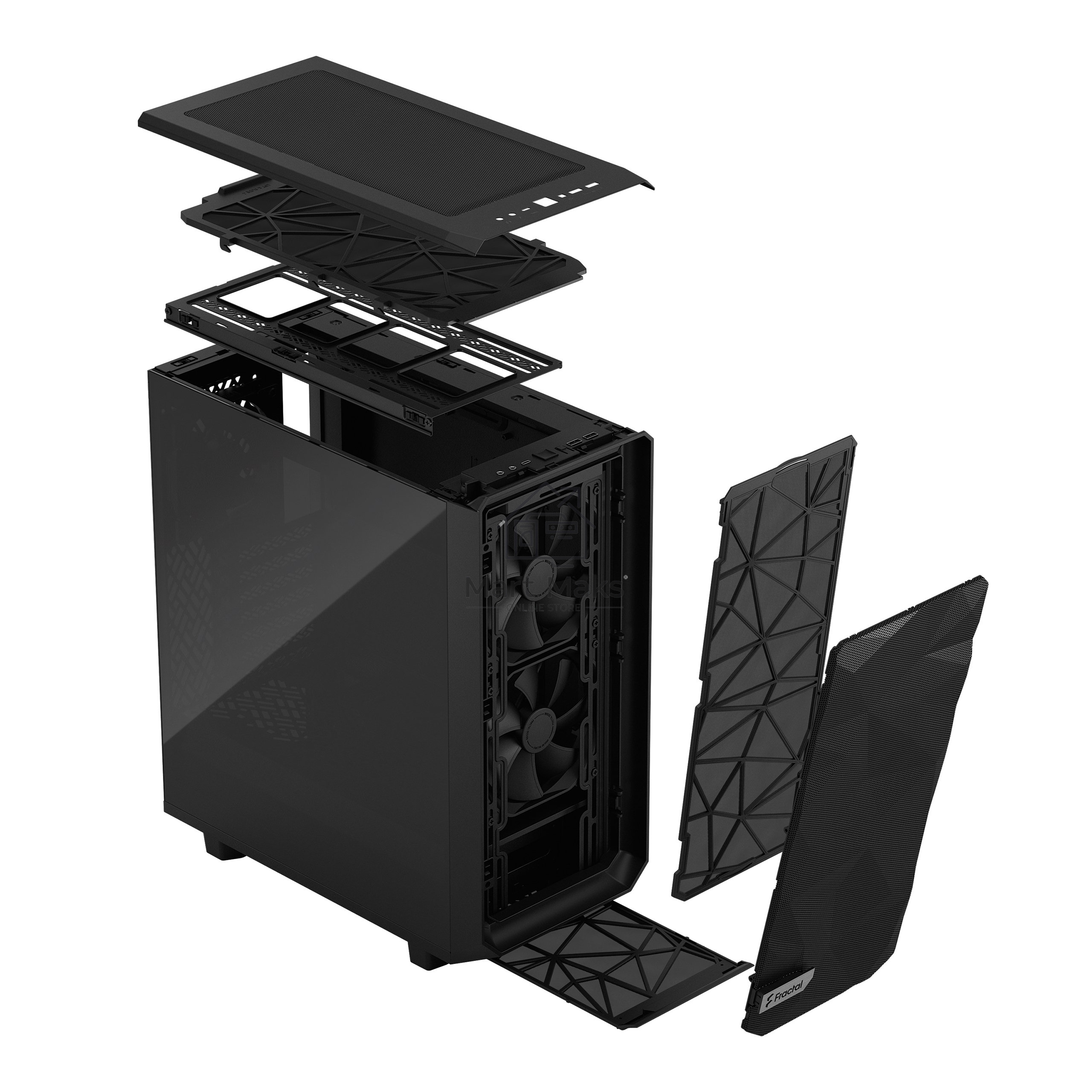 Компьютерный корпус Fractal Design MESHIFY 2 COMPACT BLACK - DARK TG / ATX, TG / 2x140mm & 1x120mm fans inc. / FD-C-MES2C-02