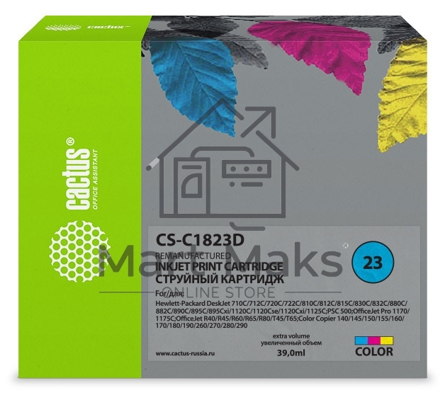 Картридж струйный Cactus CS-C1823D цветной (38ml) для №23 HP DeskJet 700series/712c/720c/722c/810