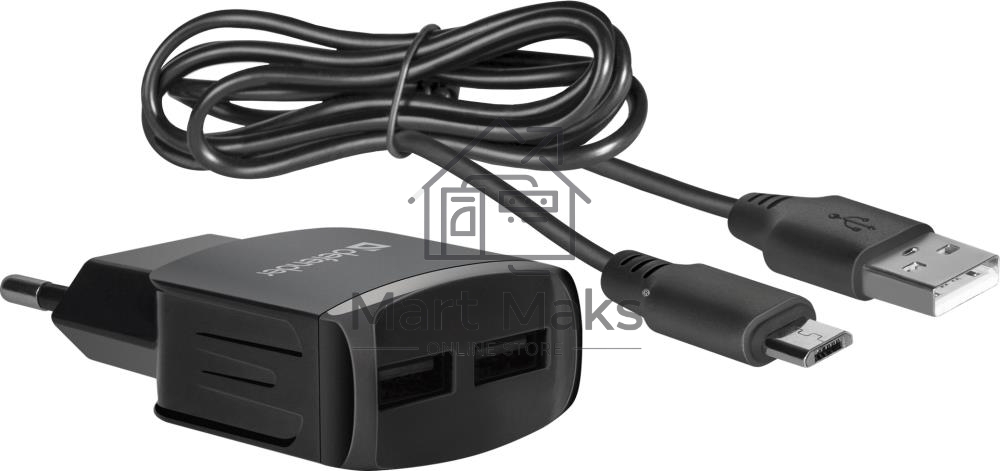 Сетевой адаптер Defender UPC-21 2xUSB,5V/2.1А кабель microUSB