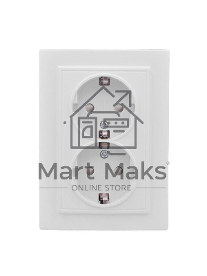 Розетка 2-ая, с/з,со шторками, 16А, СП Basic Минск белый