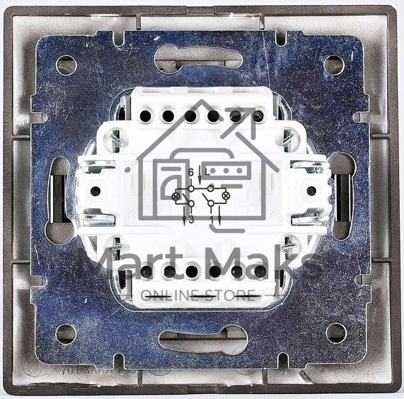 Выключатель 2-кл. 1п СП Мира 10А IP20 со вставкой черн. бархат LEZARD 701-4242-101