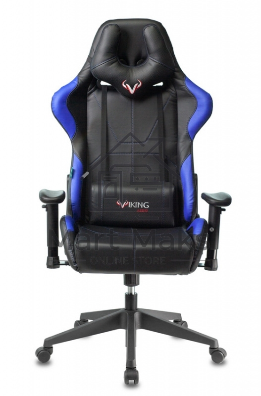 Кресло игровое Бюрократ VIKING 5 AERO BLUE черный/синий искусственная кожа