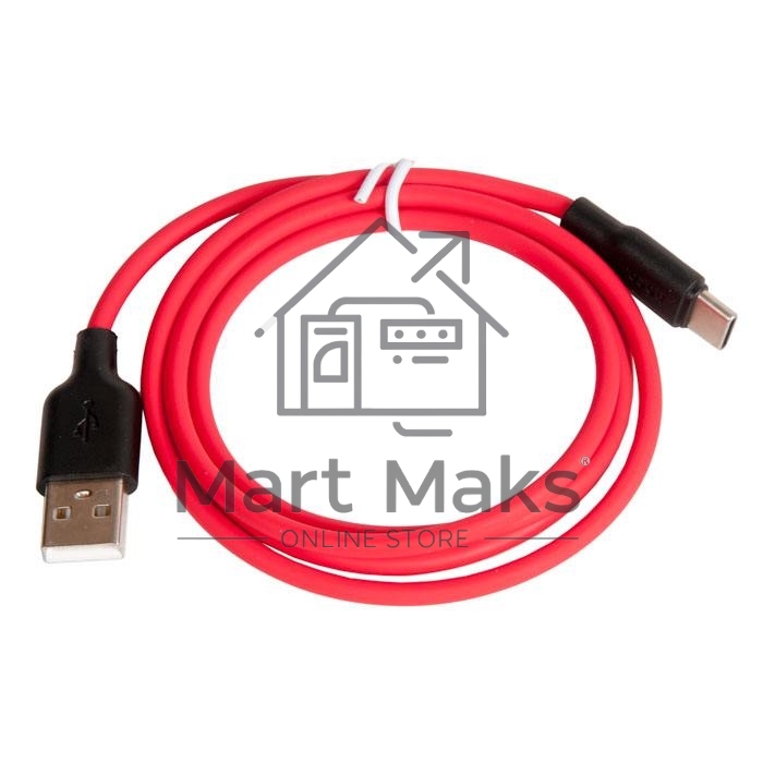 Кабель USB HOCO X21 Silicone для Type-C, 3.0А, 1.0м, красный