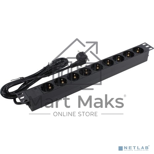 Блок розеток горизонтальный ExeGate ServerPro PDU-19H904 Al-9S-EU2.5, 19
