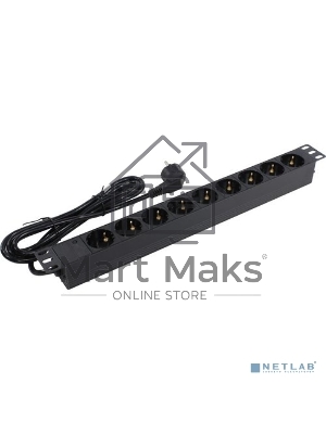 Блок розеток горизонтальный ExeGate ServerPro PDU-19H904 Al-9S-EU2.5, 19