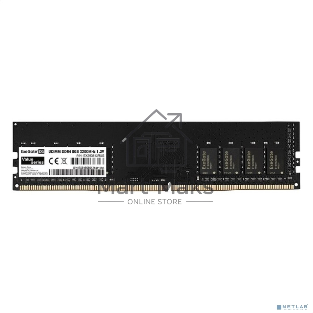 Оперативная память Exegate, DDR4, 8GB (1x8 GB), 3200 MHz, CL19, DIMM
