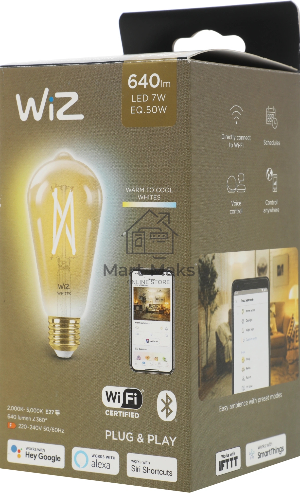Лампа светодиодная WiZ Wi-Fi BLE50WST64E27920-50Amb1PF/6