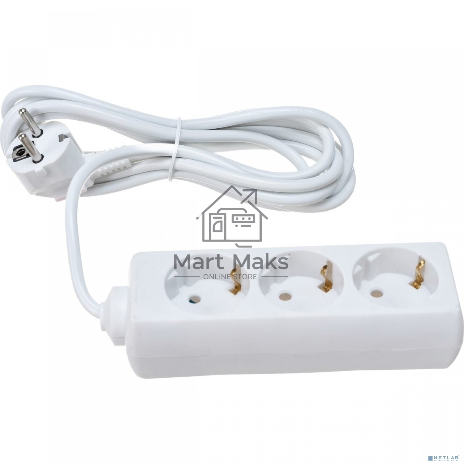 Удлинитель ExeGate ECE-3-3W (EX285806RUS), белый, 3 м, Евровилка с заземлением, 3 евророзетки с заземлением, 2200 Вт