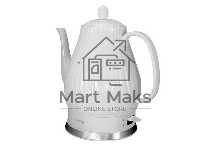 Чайник электрический Centek CT-0064 2.0л, 2150W, супербелая керамика, рельефный корпус