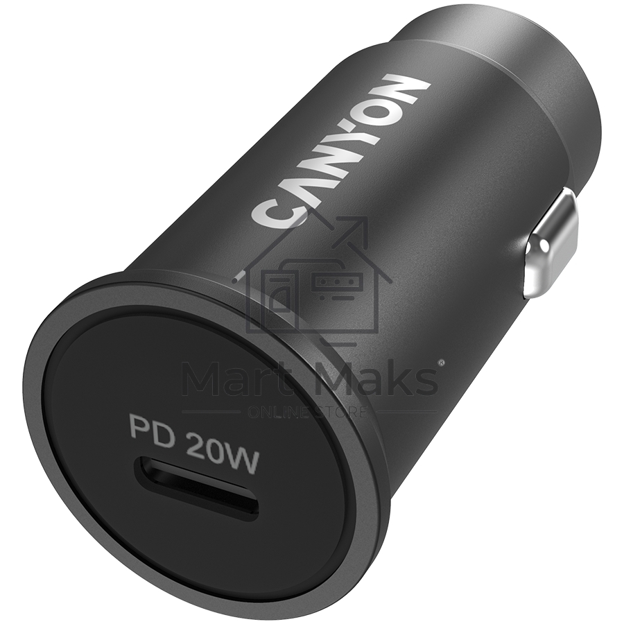 Автомобильный адаптер Canyon, PD 20W Pocket size car charger, input: DC12V-24V, output: PD20W, support iPhone12 PD fast charging, Compliant with CE RoHs, Size: 50.6*23.4*23.4, 18g, черный