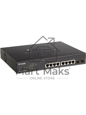 Коммутатор D-Link DGS-1100-10MPPV2/A3A, L2 Smart Switch with 8 10/100/1000Base-T ports and 2 1000Base-X SFP ports (6 PoE ports 802.3af/802.3at (30 W), 2 ports 802.3af/802.3at/802.3bt (90W), PoE Budget 242 W).8K