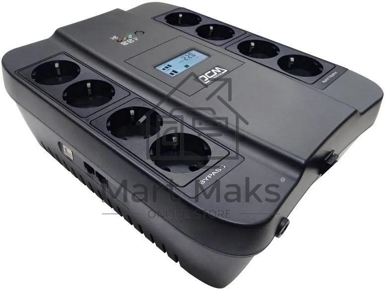 Источник бесперебойного питания Powercom SPIDER, Интерактивная, 900 ВА / 540 Вт, Tower, Schuko, LCD, Serial+USB, USB
