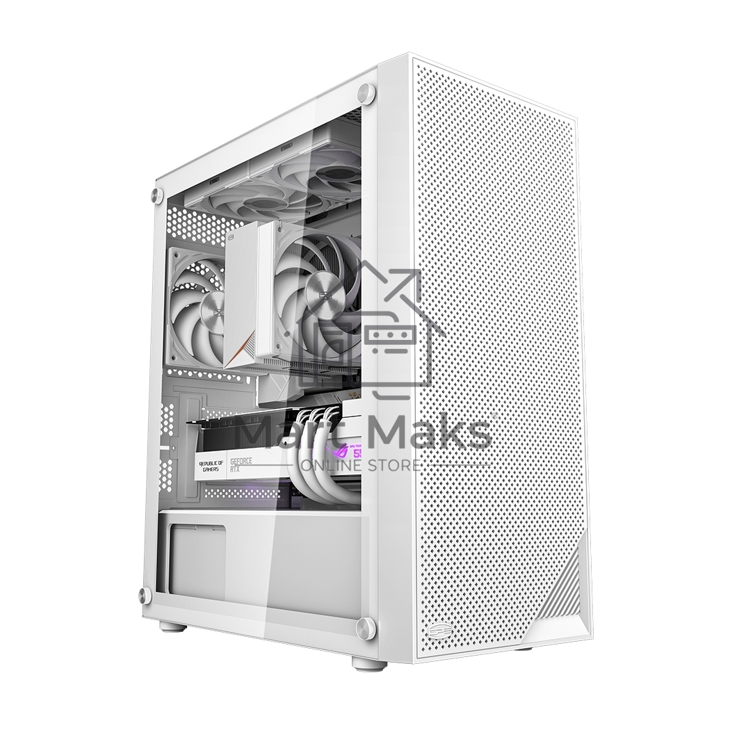 Корпус без блока питания PCCOOLER C3B310 WH, Mesh Mid Tower, White, TG, 0.4 SPCC, no fans mATX, mITX 160/340/170mm 1x2.5