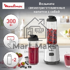 Блендер стационарный Moulinex LM15FD10 серебристый/черный, 300 Вт, 1 скорость