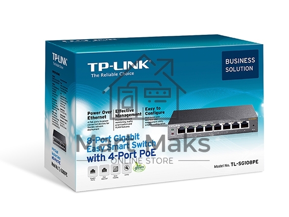 Коммутатор TP-Link SMB TL-SG108PE Easy Smart гигабитный 8-портовый коммутатор с 4 портами PoE