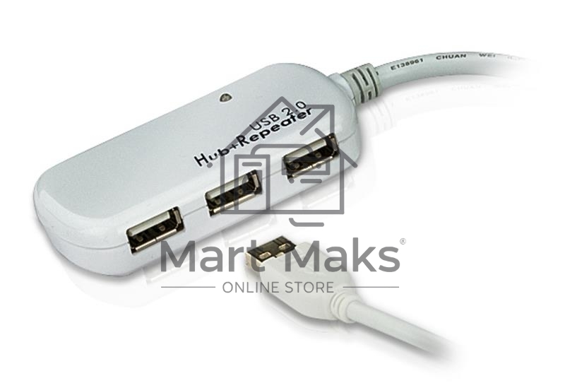 Удлинитель., 4 порта, USB 2.0, питание от шины, некаскадируемый 12 м USB 2.0  4-Port  Hub with Extension Cable 12m
