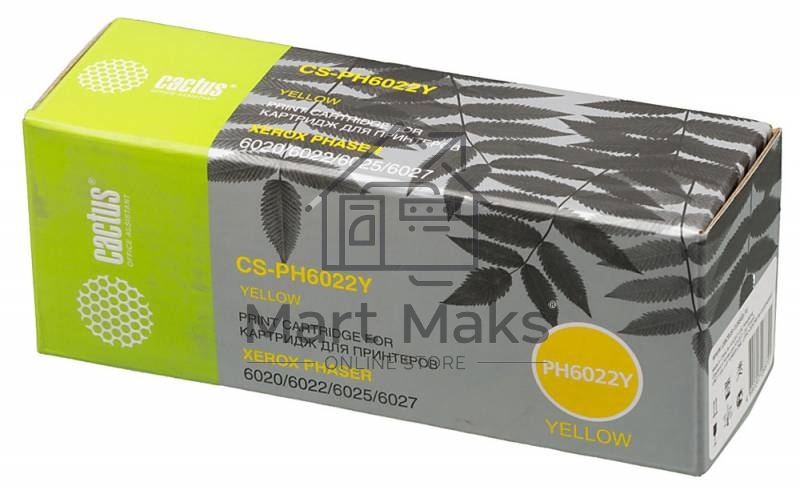Картридж лазерный Cactus CS-PH6022Y (106R02762) желтый (1000стр.) для Xerox Phaser 6020/6022/WC 6025/6027