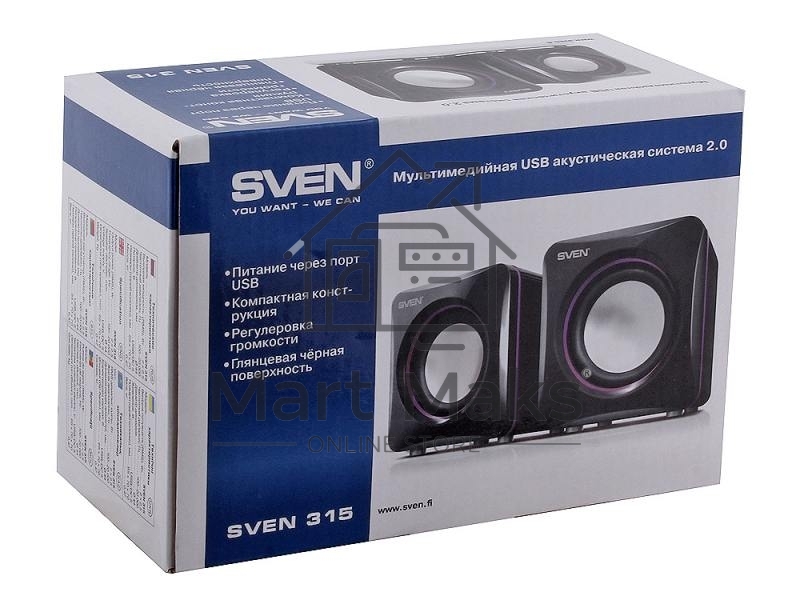 Колонки Sven 315 2.0 черный 5Вт