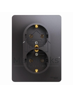 Розетка 2-м Glossa с заземл. в сборе графит SchE GSL001324