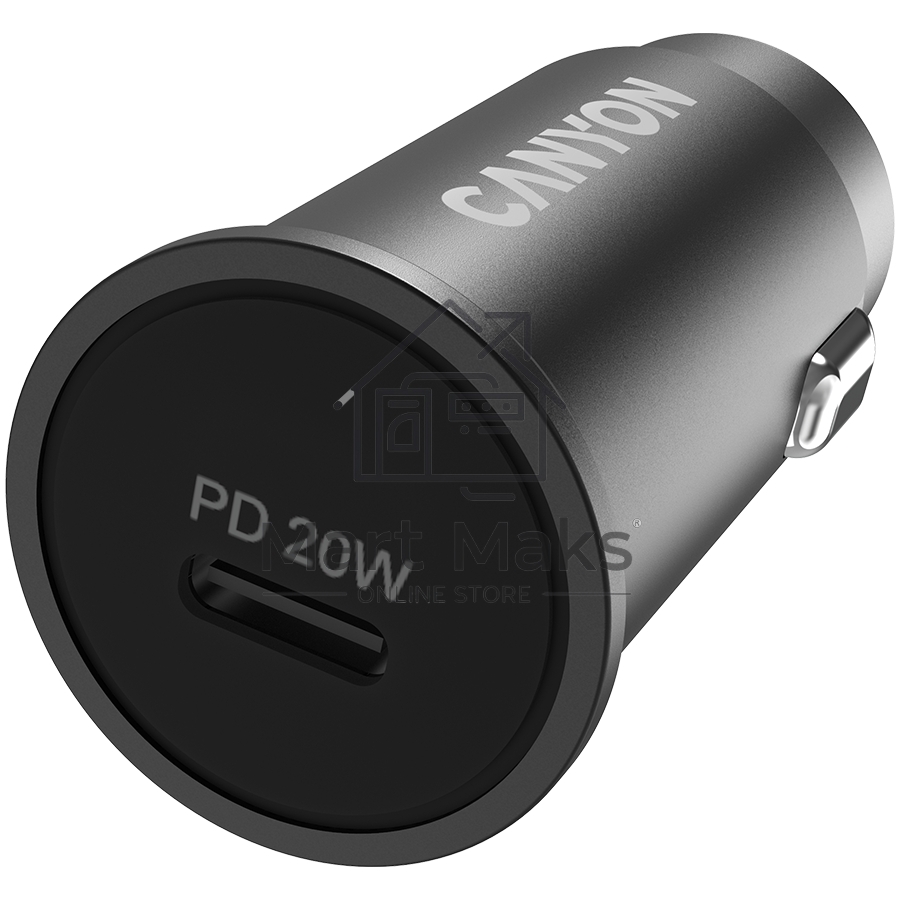 Автомобильный адаптер Canyon, PD 20W Pocket size car charger, input: DC12V-24V, output: PD20W, support iPhone12 PD fast charging, Compliant with CE RoHs, Size: 50.6*23.4*23.4, 18g, черный
