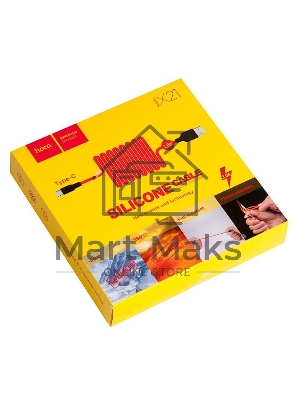 Кабель USB HOCO X21 Silicone для Type-C, 3.0А, 1.0м, красный