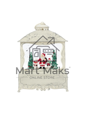 Декоративный фонарь Neon-night с эффектом снегопада и подсветкой Рождественский лес, белый