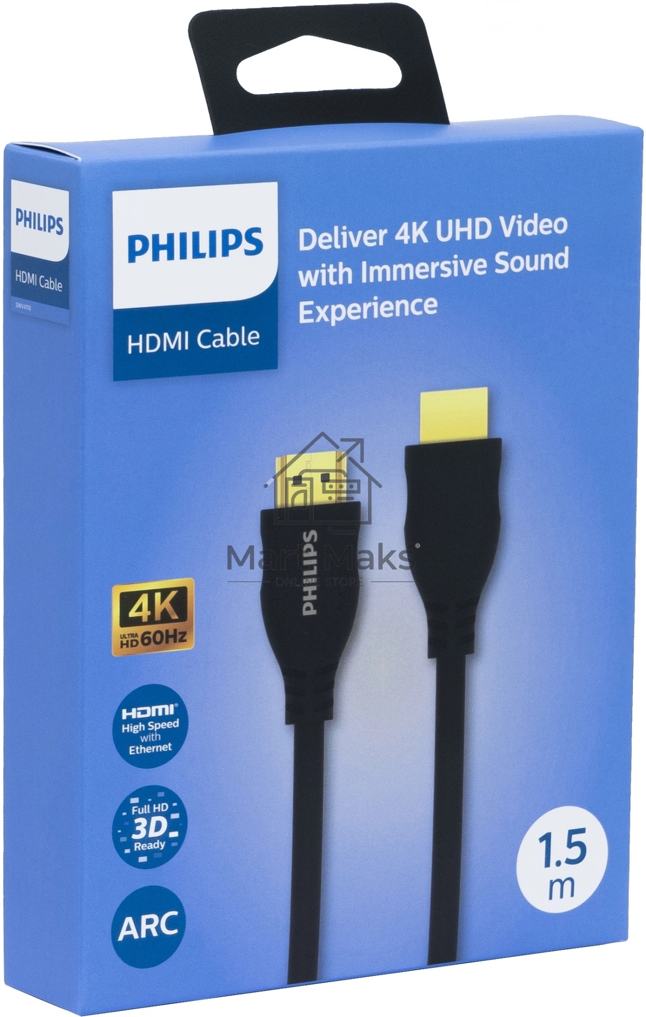Кабель аудио-видео Philips 4K 60 Гц Ultra HD HDMI (m)/HDMI (m) 1.5м. позолоч.конт. черный