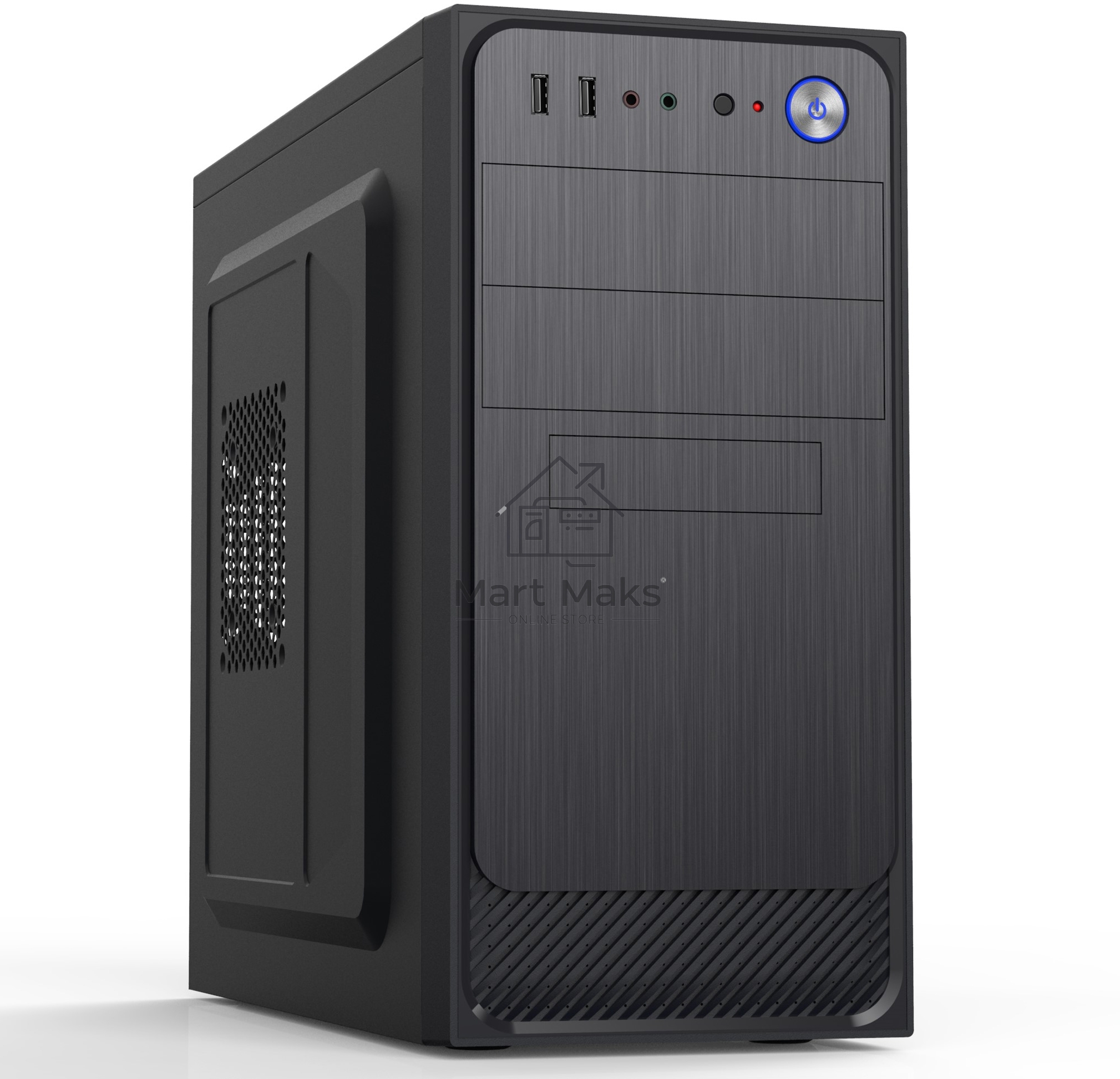 Компьютерный корпус с блоком питания Foxline 450Вт. Сase Forza mATX, 450W, 2xUSB2.0, Black, w/o FAN, 12 cm fan PSU, power cord