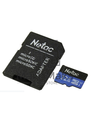 Флеш карта microSDHC 32Gb Netac P500 NT02P500STN-032G-R (с SD адаптером) 80Mb/s