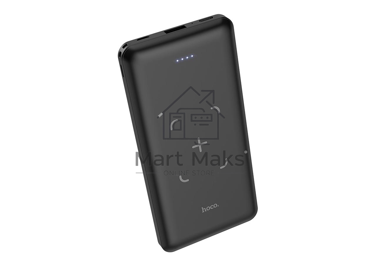 Портативный аккумулятор Powerbank HOCO J50 Surf, с беспроводной зарядкой, 2A, 10000 mAh, черный