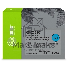 Картридж струйный Cactus CS-CC640 №121 черный (6 мл.) для HP DJ D1663/D2563/D2663/D5563/F2423/F2483/F2493/F4213/F4275/F4283/F4583/PS C4683/C4783