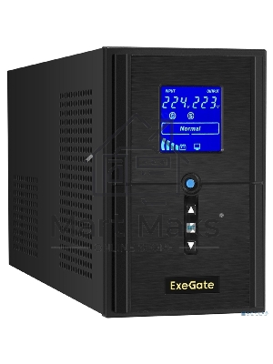 Источник бесперебойного питания ExeGate SineTower SN-1500.LCD.AVR.2SH.1C13.USB 1500VA/1200W, чистая синусоида, LCD дисплей, AVR, 2*Schuko+1*C13, USB, линейно-интерактивный, черный