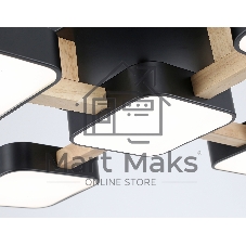 Светильник Ambrella light FL4883/5 BK/WD черный/дерево 90W 3000-6000K 675*675*110 (без ПДУ)