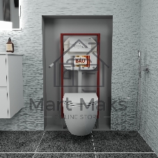 Комплект BAU 6 в 1: рамная инсталляция, унитаз подвесной безободковый Bau Dream 53, сиденье дюропласт микролифт, кнопка смыва из стекла BAU Dream дизайнерская, белая