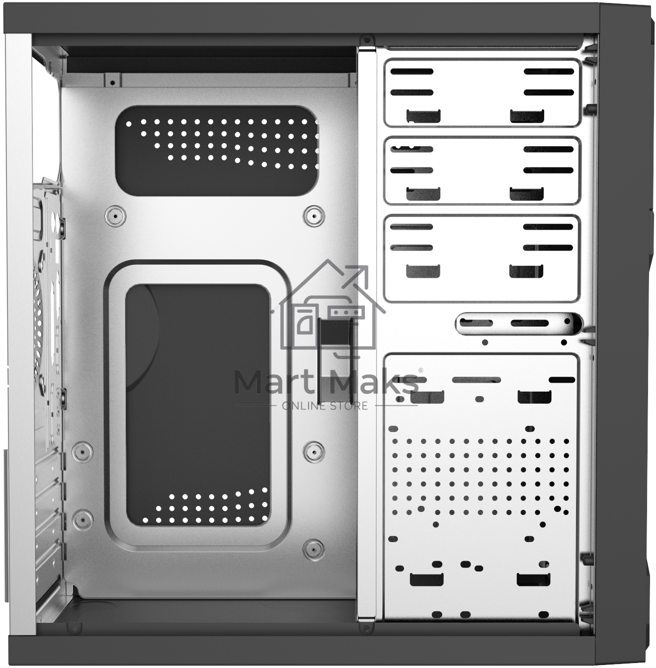 Компьютерный корпус с блоком питания Foxline 450Вт. Сase Forza mATX, 450W, 2xUSB2.0, Black, w/o FAN, 12 cm fan PSU, power cord