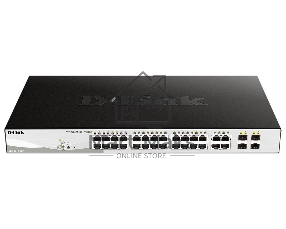 Коммутатор DGS-1210-28P/F5A Настраиваемый L2 PoE-коммутатор, 24x1000Base-T, 4хCombo 1000Base-T/SFP