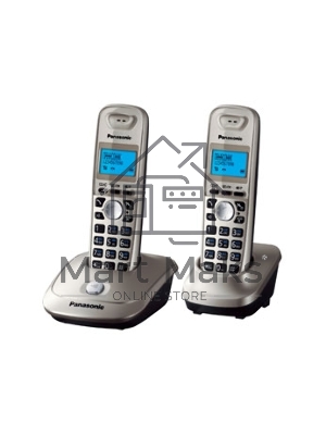 Телефон беспроводной (DECT) Panasonic KX-TG2512RUN (платиновый) Доп трубка в комплекте,АОН, Caller ID,спикерфон на трубке,полифония