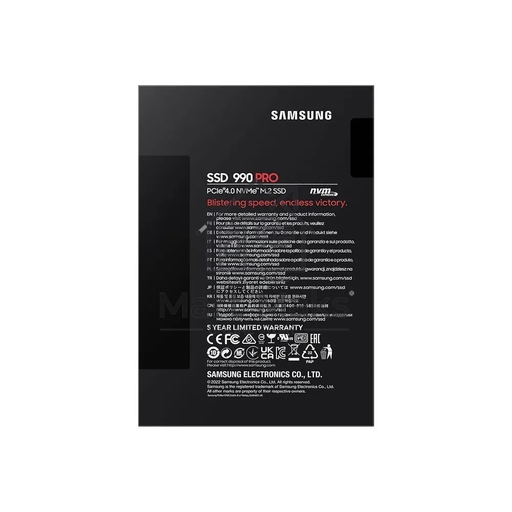 Накопитель SSD Samsung 990 PRO, 2TB, PCIe 4.0 x4, M.2 2280, NVMe, R/W 7450/6900