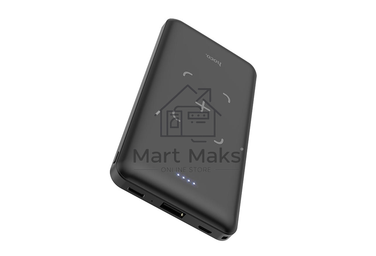 Портативный аккумулятор Powerbank HOCO J50 Surf, с беспроводной зарядкой, 2A, 10000 mAh, черный