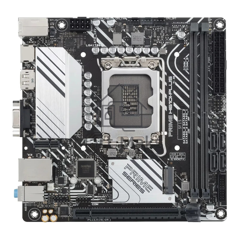 Материнская плата ASUS PRIME H610I-PLUS-CSM, LGA 1700, Intel H610, 2xDDR5, 4xSATA, 1xM.2 PCIe 3.0 x4, 1xPCIe 4.0 x16, 1xHDMI, 1xDP, 1xVGA, 2xUSB-A 3.2 Gen 1, 2xUSB-A 2.0, 1x 1Gb LAN, 3x3.5 мм, 7.1, Mini-ITX