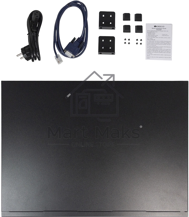 Коммутатор ORIGO Managed L3 Switch 48x1000Base-T PoE, 6x10GBase-X SFP+, PoE Budget 370W, RJ45 Console, 19