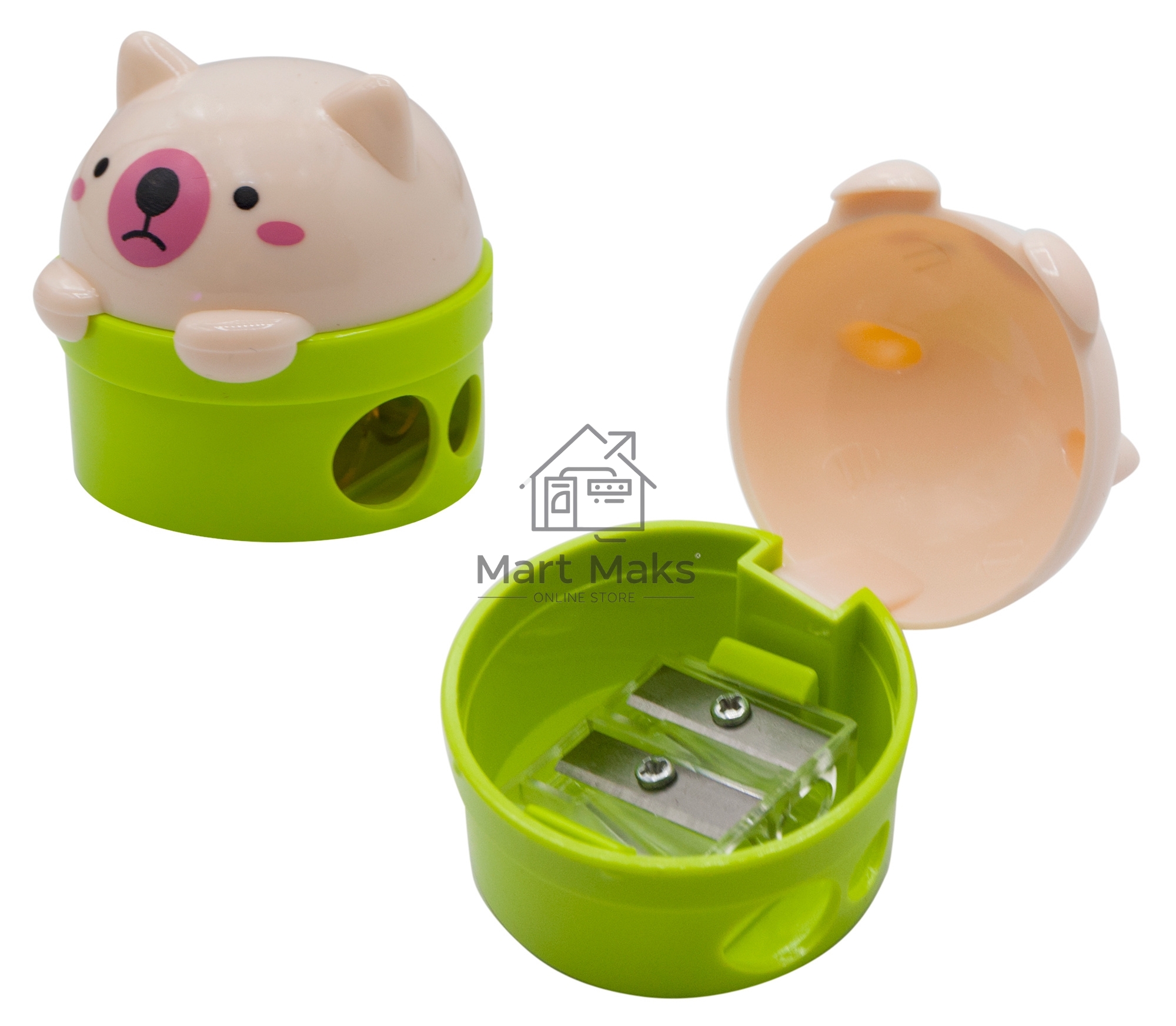 Точилка для карандашей ручная Silwerhof Cute Солнечная коллекция, 2 отверстия, пластик, ассорти, коробка