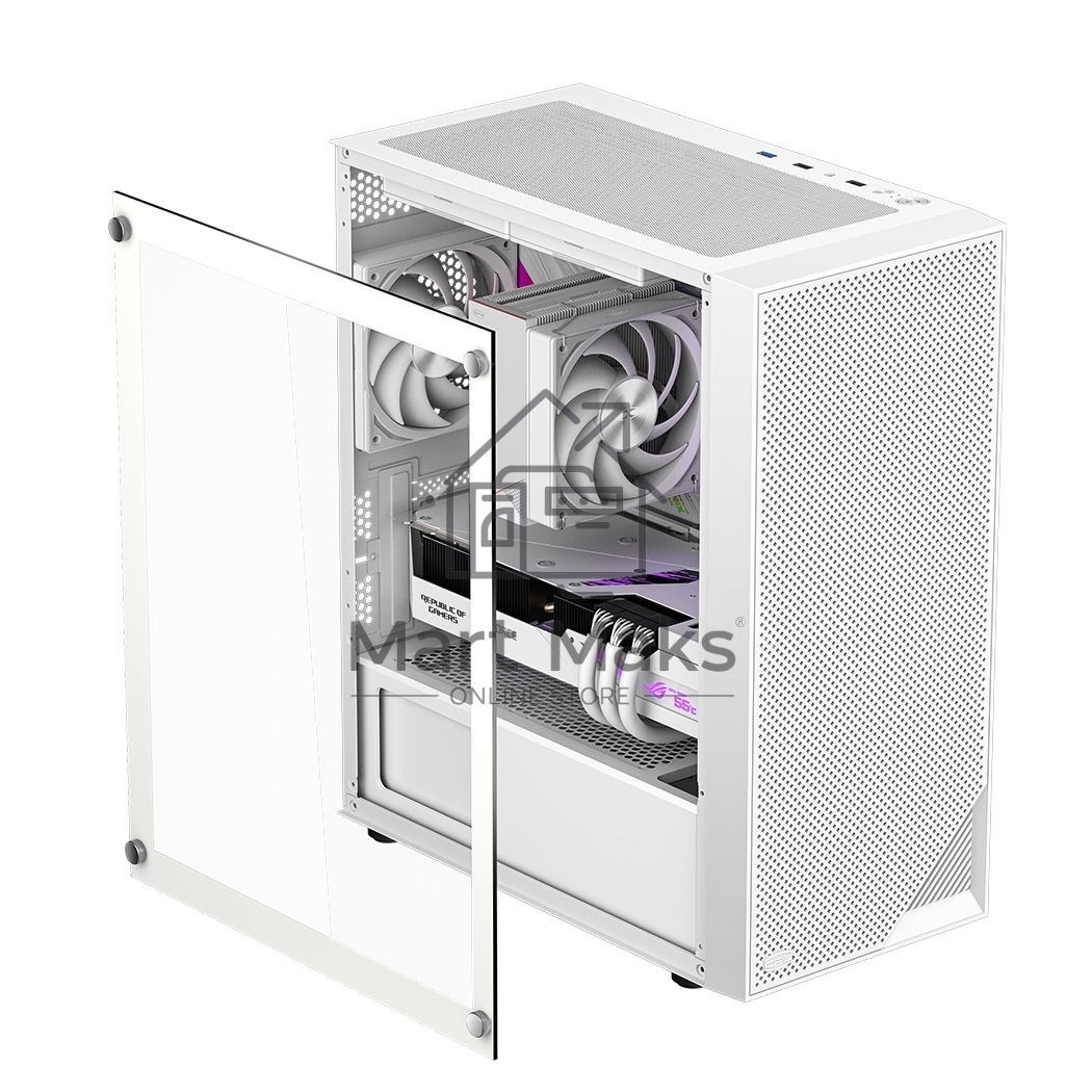 Корпус без блока питания PCCOOLER C3B310 WH, Mesh Mid Tower, White, TG, 0.4 SPCC, no fans mATX, mITX 160/340/170mm 1x2.5