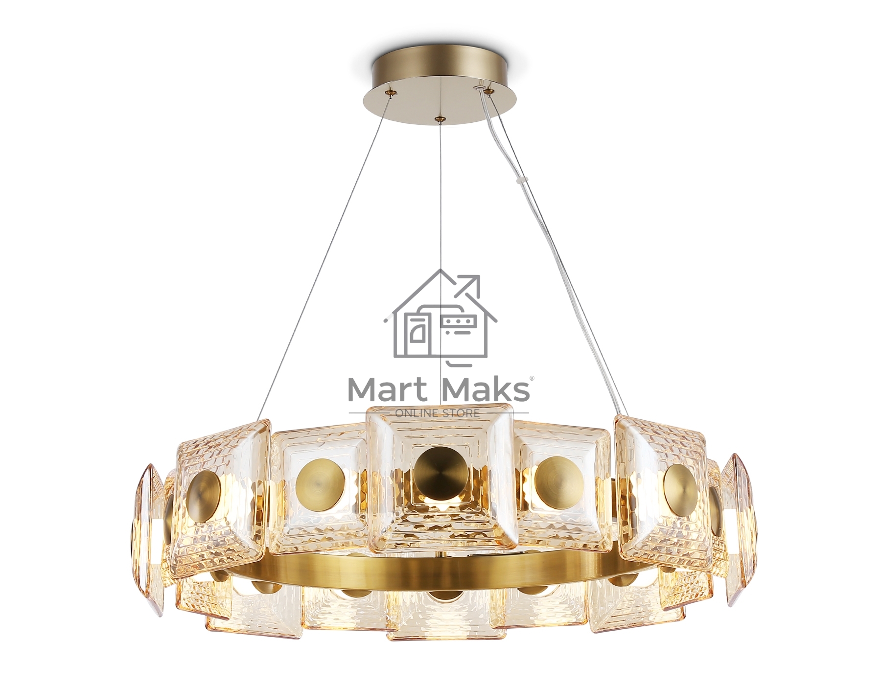 Светильник Ambrella light LH31027 BS/TI латунь/янтарь 72W 3000K D700*150